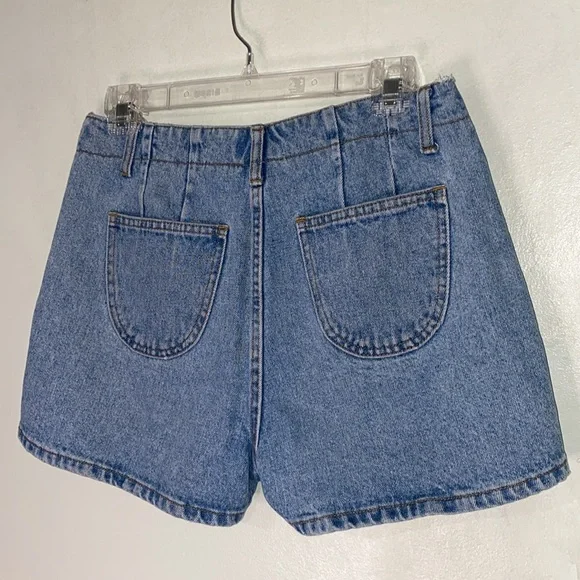 MODA INTL Vintage Y2K Lace Up Tie Side Zipper 100% Cotton Denim Shorts Size 27 - Picture 13 of 14